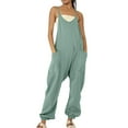 thumbnail image 2 of Nuoqisi Women Casual Loose Fitted Solid Long Bib Pants Wide Leg Jumpsuits Baggy Summer Rompers Overalls with Pockets, 2 of 5
