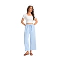thumbnail image 7 of SWQZVT Women's Casual Wide Leg Pants Wide Leg Pants Drawstring Elastic Mid Waist Pants with Pockets Blue, 7 of 7
