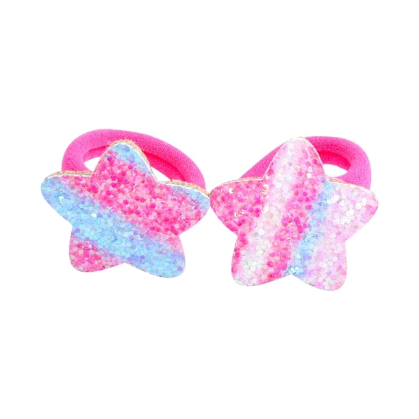 Fiudx Juego de Accesorios para El Cabello, Bandas Elásticas para Toalla de Alta Elasticidad, Coleteros de Goma con Lentejuelas Degradadas, Cómodas Diademas Elásticas, para Uso Escolar, Hogar y Oficin