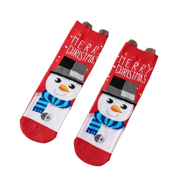 Christmas Socks for Women Men, Cute Cartoon Pattern Mid Calf Socks for Winter Warmth Holiday Party Gift Exchange(A)