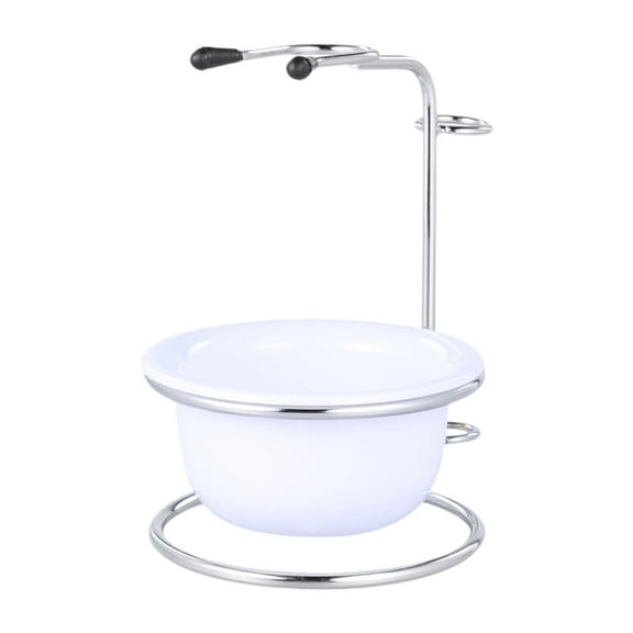 TOOYFUL Shaving Bowl,Stainless Steel,Shaving Cup,with Stand,Portable,Smooth,Shave Soap Cup Shaving Mug for Husband Birthday Men Gifts white