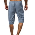 thumbnail image 3 of KIHOUT Men's Linen CalfLength Shorts Elastic Drawstring Waist with Pockets for Summer Beach and Casual Wear, 3 of 6