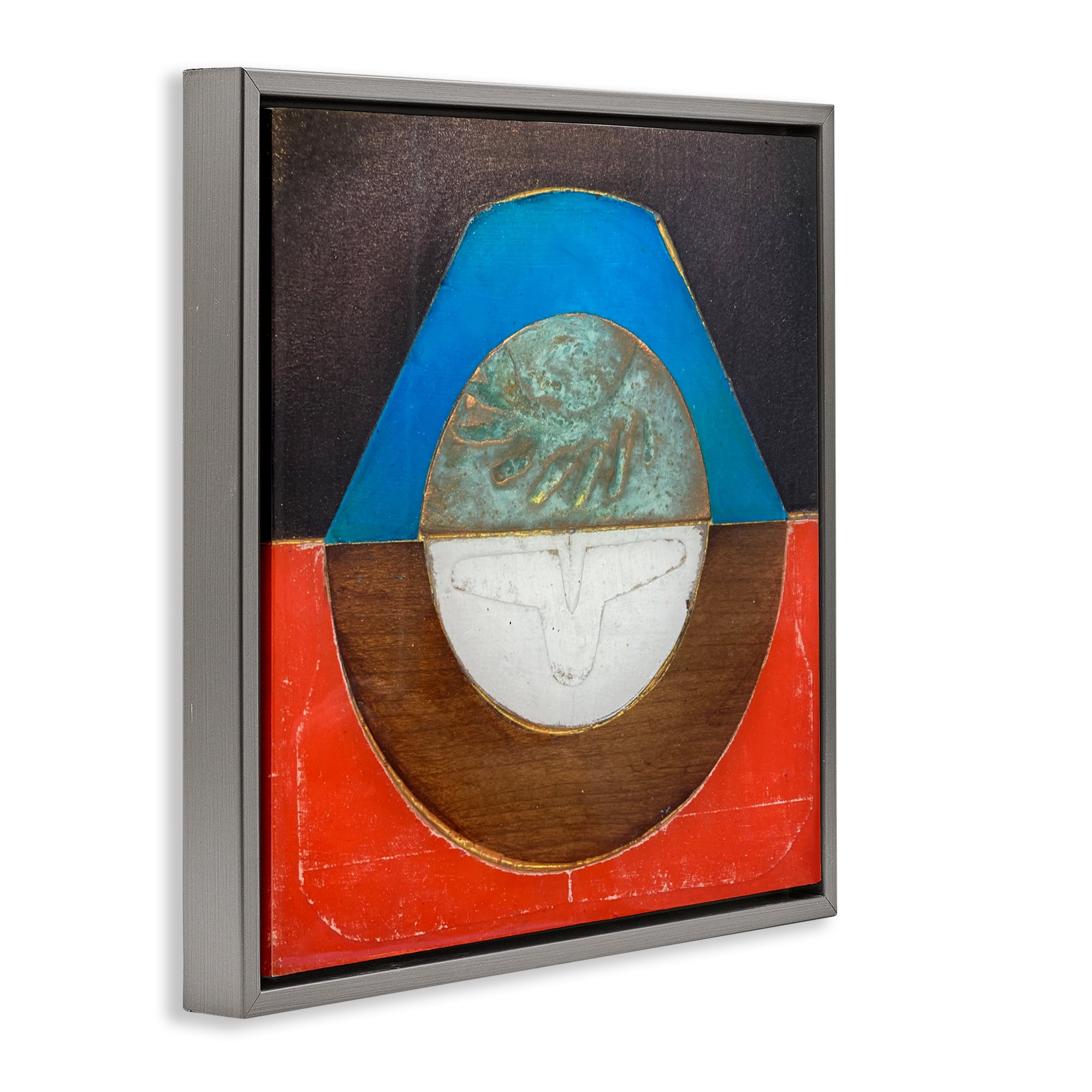 Stupell Industries Round Rustic Symmetry Gray Framed Floater Canvas Wall Art, design by Matthew Finger