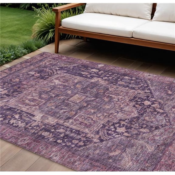 HomeRoots 608013 8 x 10 ft. Eggplant Medallion Washable Indoor & Outdoor Rectangle Area Rug
