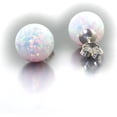 thumbnail image 3 of Lorraine: 10mm Fiery White Synthetic Opal Ball Stud Post Earrings 925 Sterling Silver, 3 of 5