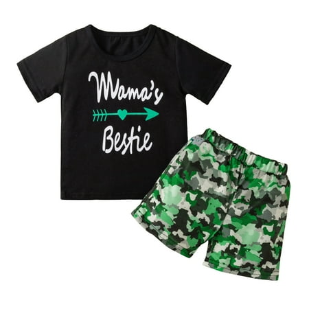 

dmqupv Baby Costume 3-6 Months Tops Outfits 1-5 Shorts Short Years Shirts Camouflage Beach Cardigan Set Baby Boy Black 4-5 Years