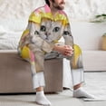 thumbnail image 7 of Naloa A Funny Cat Men’s Pajamas Set - Long Sleeve Button Down Sleep Shirt and Pajama Bottoms Sleepwear Set-XX-Large, 7 of 7