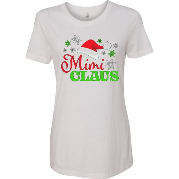 Inktastic Mimi Claus with Christmas Santa Hat and Snowflakes Women's T-Shirt