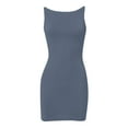 thumbnail image 6 of Women's Sleeveless Square Neck Mini Dress Slim Fit Bodycon Dresses Blue L, 6 of 9