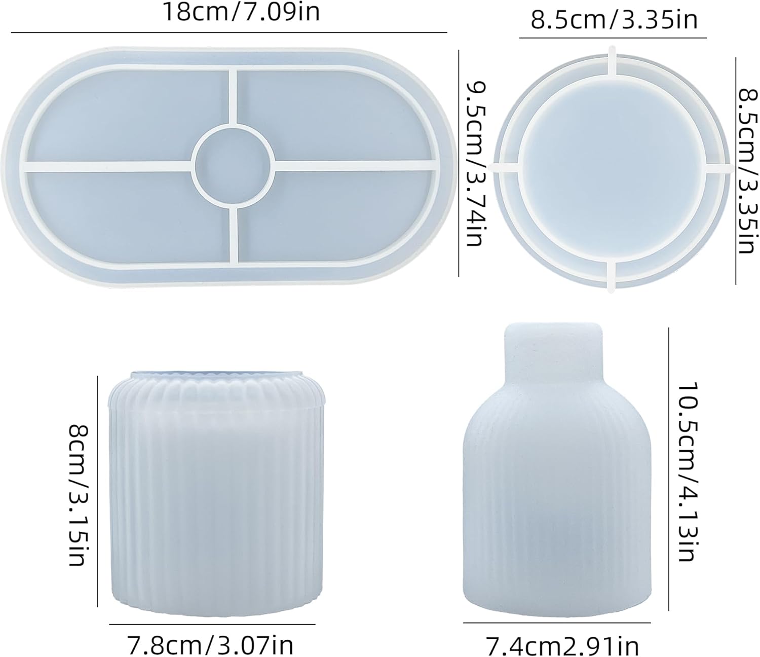 ABCISI Silicone Concrete Mold 3 Pcs, Vase Resin Molds, Silicone Jar Molds with Tray Mold, Epoxy Resin Mold for DIY Vase Making, Home Decoration, Handmade Gifts, Jewelry Storage