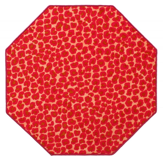 Furnish My Place Animal Print Rug - 12 ft. Octagon, Cheetah Big Cat, Nylon Rug for Patio, Garden, Hallway, Living Room