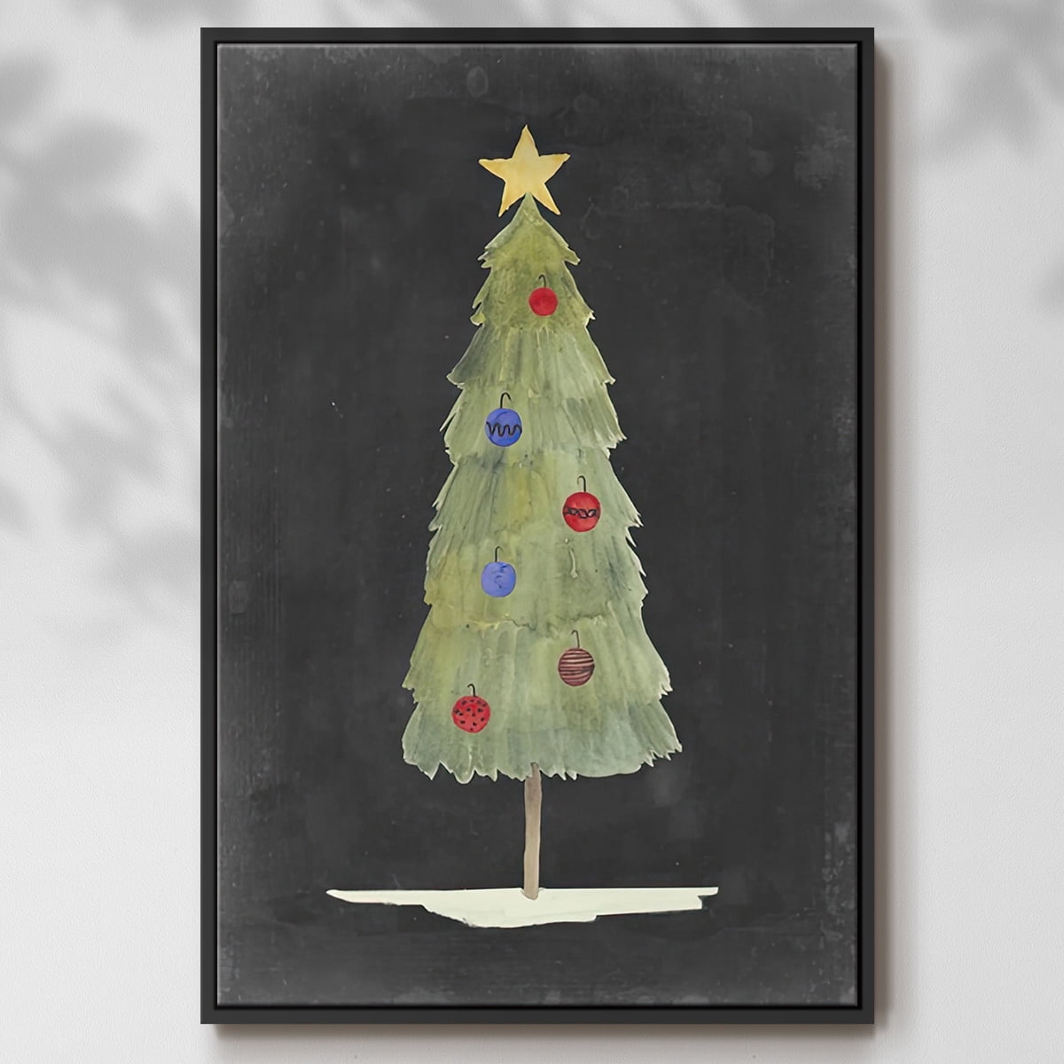 Christmas Glow II - Framed Gallery Wrapped Holiday Canvas - 17 x 25 - Black Frame