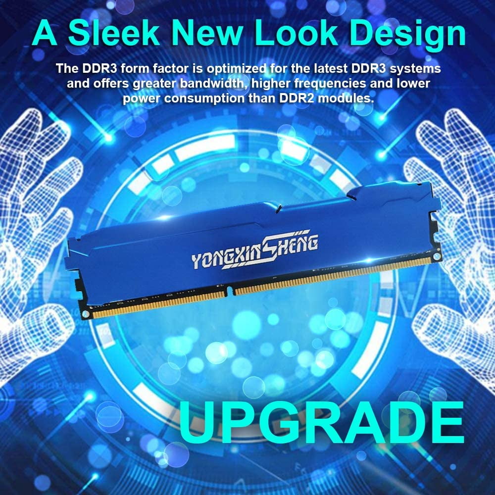 DDR3 4GBx2 (8GB kit) 1600MHz DIMM RAM PC3-12800 240 Pins 1.5V CL11 Non-ECC  Unbuffered Desktop Memory ( Blue ) - Walmart.com