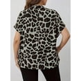 thumbnail image 2 of Cuteduck Womens Plus Size Blouses Leopard Print Button Down Loose Fit Casual Short Sleeve Top 1X-5X, 2 of 7