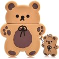 thumbnail image 2 of ZHAOCHENG Lindos estuches para Airpods con llavero de oso Diseño de oso de galleta de dibujos animados Cubierta completa Protectora de silicona Marrón oscuro, 2 of 5