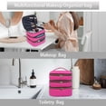 thumbnail image 4 of Bolsa de maquillaje LANDFOBO Organizador de viaje de tres capas, color vino, 4 of 6