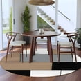 thumbnail image 4 of Brown Grey Geometric 5ft Round Rug, Modern Black White Abstract Art Non-Skid Rubber Backing Large Area Rugs - Living Room Bedroom Home Office, Indoor Floor Mat Carpets Washable Rug, 4 of 9