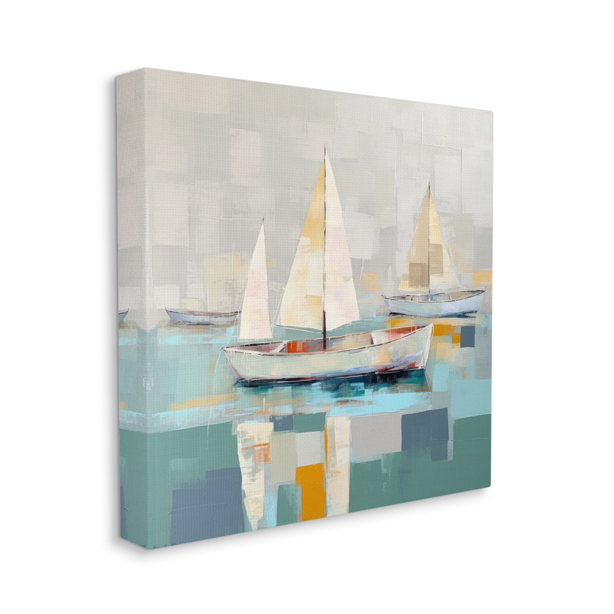 Stupell Industries Modern Maritime Boats Abstract Painting Gallery Wrapped Canvas Art Print Wall Art, 36 x 36