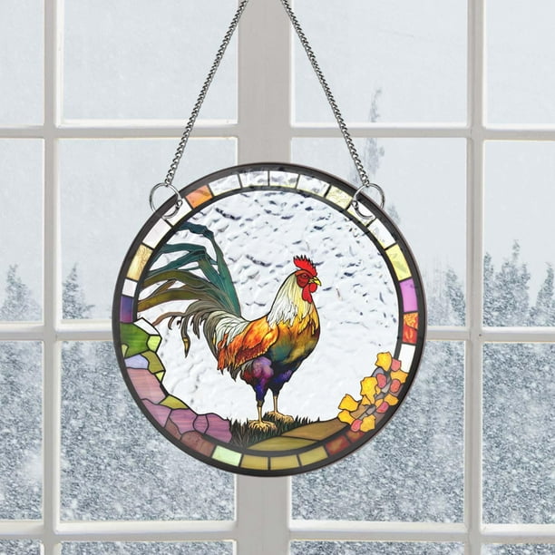 Placa decorativa para colgar en ventana de vidriera, adorno colgante de animales acrílico para sala de estar, festival interior, aniversario de cumple polla