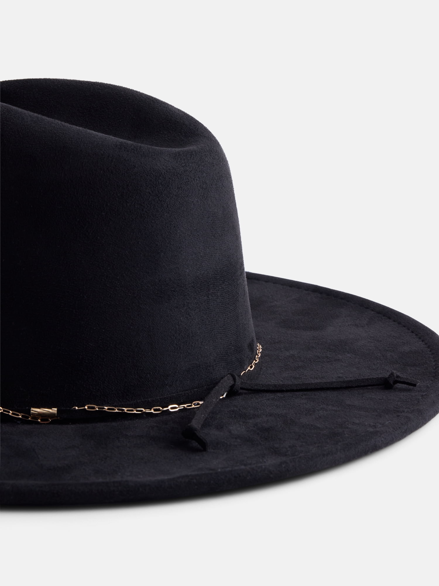 Scenario Women's Faux Suede Fedora with Mixed Chain Trim, Mushroom