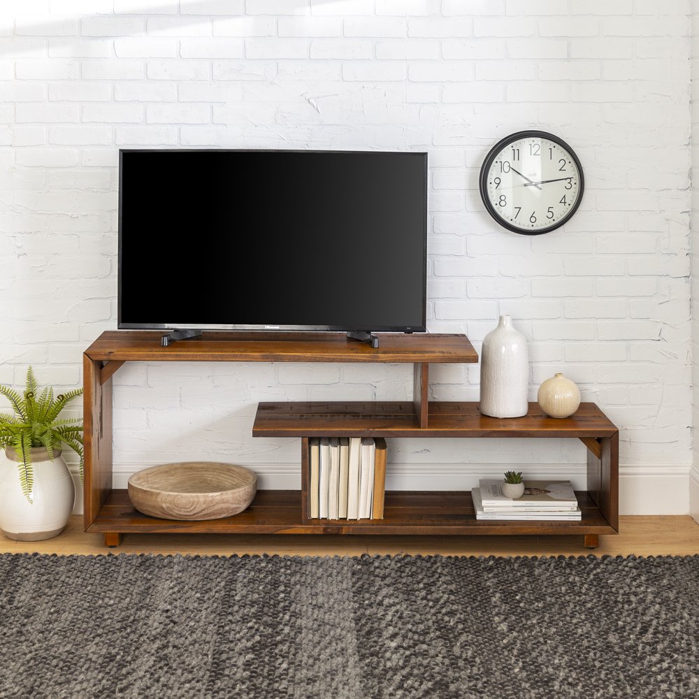 Desert Fields Modern 60 Inch Solid Wood Amber TV Stand for TVs up to 50
