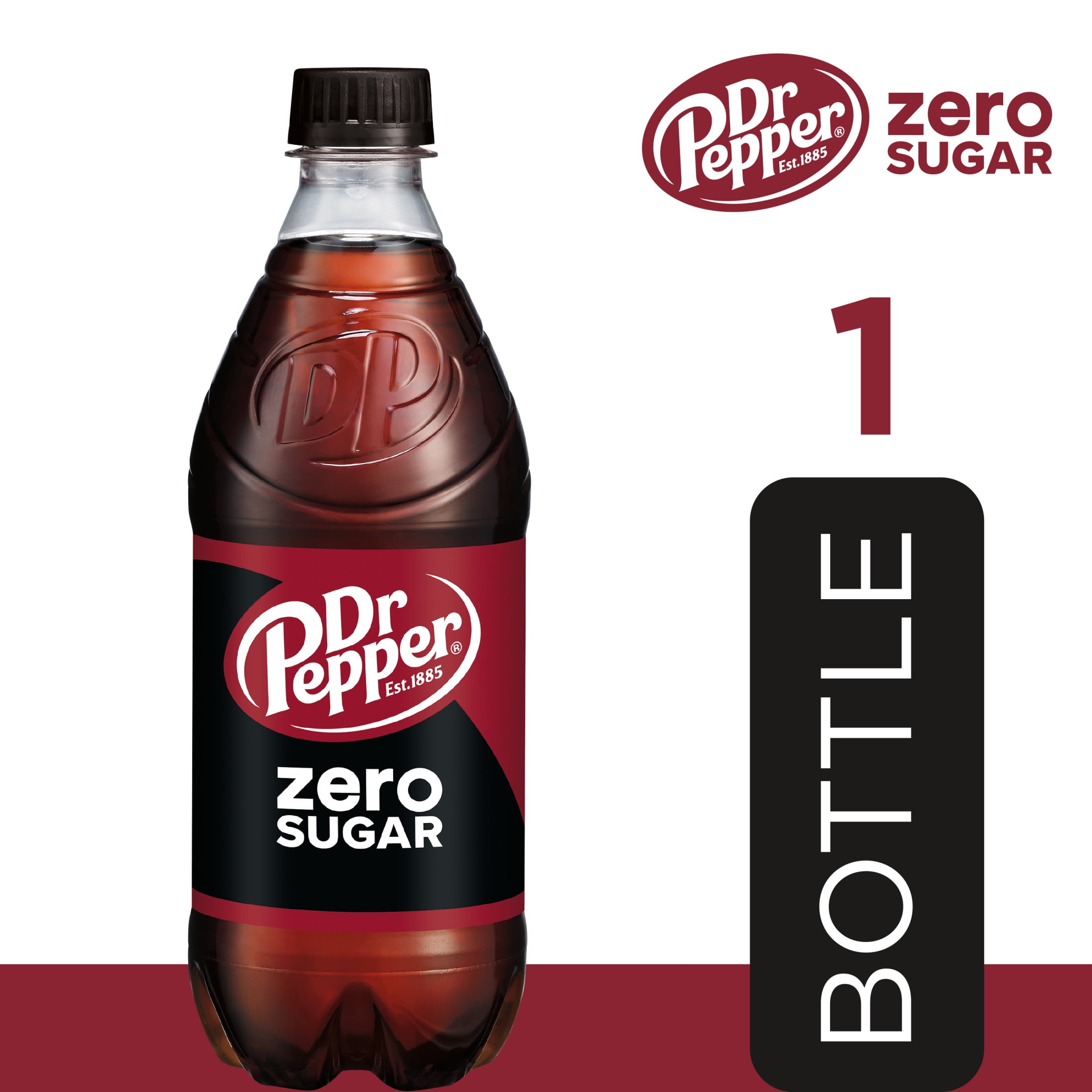 (5 pack) Dr Pepper Zero Sugar Soda Pop, 20 fl oz, Bottle