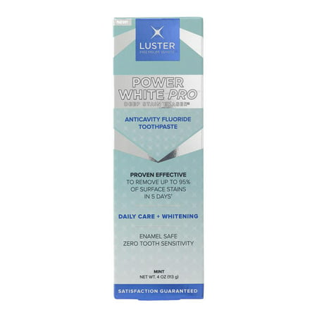 Luster Power White Pro Deep Stain Eraser Anticavity Fluoride, Enamel-Safe & Effective Professional Teeth Whitening Toothpaste, Mint, 4 (Best Safe Whitening Toothpaste)