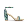 thumbnail image 3 of BLISSFUL STEP Women's Shoes Ankle Strap Open Toe Glitter Rainbows Gradient Chunky Heels Sandals  Green 7, 3 of 7
