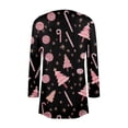 thumbnail image 4 of Women's Fashionable Loose-Fit Casual Cardigan with Christmas Print Mid-Length Coat for Holiday Outfits and Comfortable Wear,Black,M, 4 of 6