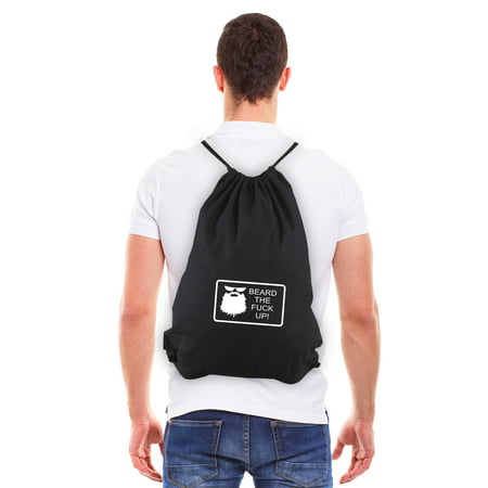 Beard the F up Eco-friendly Reusable Drawstring Bag Black &