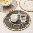 thumbnail image 2 of Fennco Styles Hand-Woven Rattan Cotton Rope Placemats 12-Inch Round, Set of 4 - White Braided Table Mats Heat Resistant Insulation for Home, Boho Décor, Dining Table, Banquets, Special Events, 2 of 5