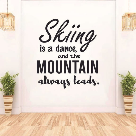 Mountain Always Leads Skiing Ski Motivation Quote Wall Sticker Art Decal for Girls Boys Room Bedroom Outdoor Sports Garage House Fun Home Decor Stickers Wall Art Vinyl Decoration Size (20x20 inch)