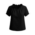 thumbnail image 7 of GUACER Women's Cotton Linen Ruffle Neck Short Sleeve Tops Loose Fit Summer Blouses for Casual & Beach, 7 of 7