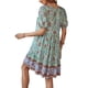 thumbnail image 4 of VISgogo Vestido de verano de manga corta para mujer, estampado de flores a la moda, cuello en V, cintura alta, vestido acampanado VISgogo  moda, 4 of 9