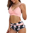 thumbnail image 2 of LAICAIW Womens Two Piece Swimsuits Wrap Front Bikini High Waisted Bottom Tummy Control Bathing Suits Vintage Print Swimwear, 2 of 7