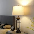 thumbnail image 5 of Table Lamps for Living Roon Set of 2, 29.3" Tall Farmhouse Table Lamp with 2 Nightlight Bulbs, Oil Rubbed  Bedside Lamp with White Oatmeal Lampshade for Living Room Bedroom, Bulbs Included, 5 of 7