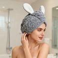 thumbnail image 4 of Toalla de forro polar coral con estampado de conejos | Paño de poliéster suave de secado rápido para el rostro y el cabello para hombres y mujeres | Paño absorbente sin pelusa | Accesorio de baño mul, 4 of 5
