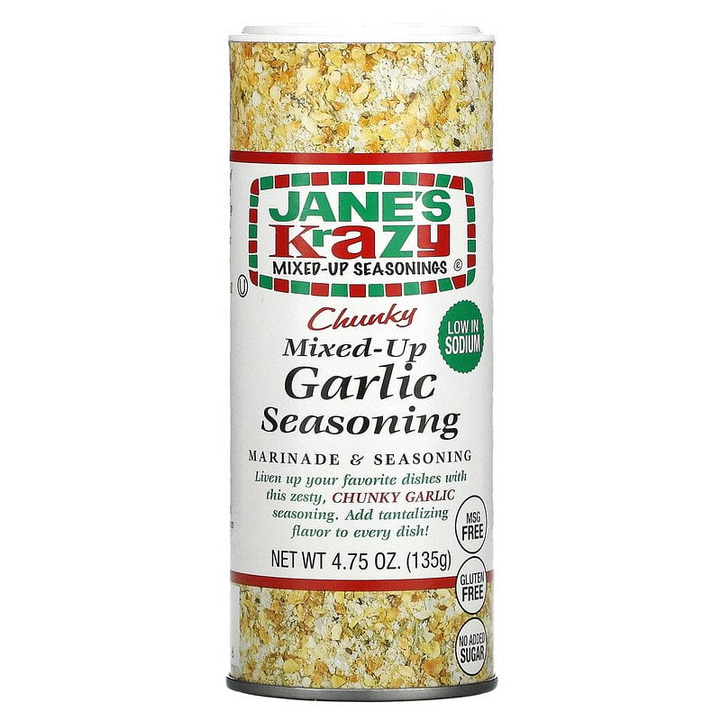 Jane's Krazy, Marinade & Seasoning, Chunky MixedUp Garlic Seasoning, 4