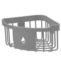 Suction Corner Shower Caddy Bathroom Shower Shelf Storage Basket Wall Mounted Organizer for Shampoo Conditioner Shower Rack for Kitchen Bathroom Grey One Size