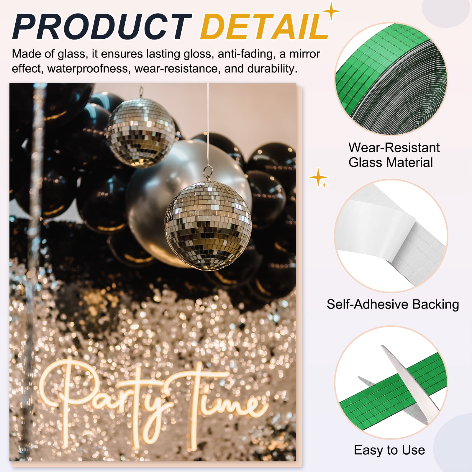 Uxcell 5x5mm Self Adhesive Mirrors Mosaic Tiles, 10000 Pcs Square Mini Glass Mosaic Disco Tile Sticker for DIY Craft Disco Ball Party Decoration, Green