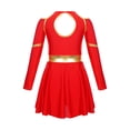 thumbnail image 4 of YIZYIF Kids Girls Cheer Leader Dance Dress Long Sleeve Cold Shoulder Team Uniform Dance Costume Outfit Red 8, 4 of 7