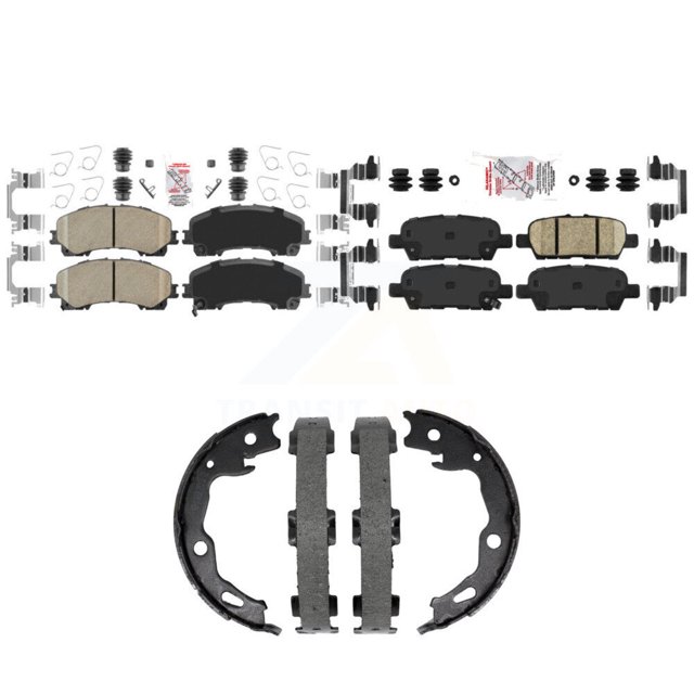 Transit Auto Front Rear Ceramic Disc Brake Pads and Parking Shoes Kit for Car Nissan Rogue KNN-101496