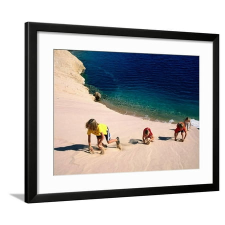 Childrens Climbing Frames - Overhead of Children Climbing Sand Dune Framed Print Wall Art By Philip & Karen Smith