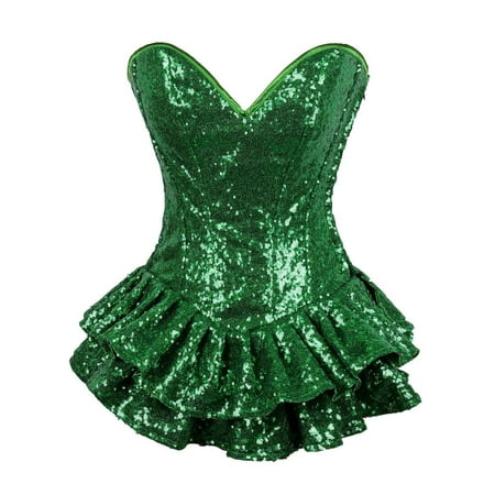 

Top Drawer Green Sequin Steel Boned Mini Corset Dress