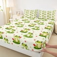 thumbnail image 4 of Erosebridal Cute Animal Kawaii Frog Full Size Sheets,Cartoon Flowers Floral Bed Sheets For Boys 4 Pieces, 4 of 6