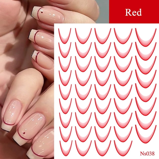 Ganfancp Nail Stickers Color Sólido Gradiente Francés Nail Stickers Dorso Adhesivo Ofertas Flash 1X Pegatina