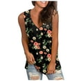 thumbnail image 4 of Fshinging Women Vintage Flower Print Tank Tops Summer Loose V Neck Sleeveless Shirts Fashion Clothing Camisoles, 4 of 7