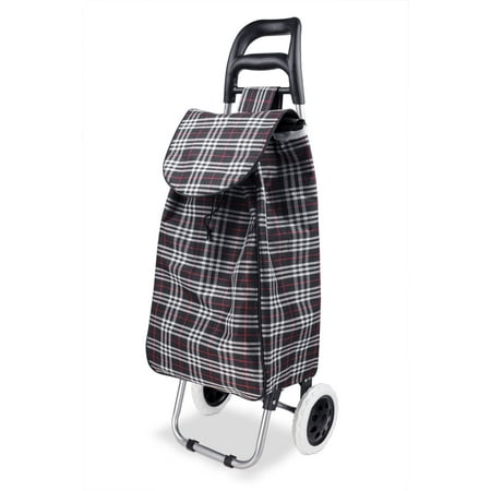 Home Basics Solid Rolling Shopping Cart, Red