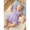 thumbnail image 6 of Cenuakty Toddler 3M 6M 12M 18M 24M Newborn Girl Lace Romper Dress Summer Cute Flower Sleeveless Tulle Jumpsuit with Headband, 6 of 9
