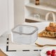 thumbnail image 4 of Mini Desktop Trash Can | Press-Lid Desk Organizer Garbage Basket | Plastic Compact Sundry Storage Bin | Flip Top Lid, Divided Sections, Tidy Container | White or Gray | 6x6x3.2in or 6x6x5.5in | 1, 4 of 6